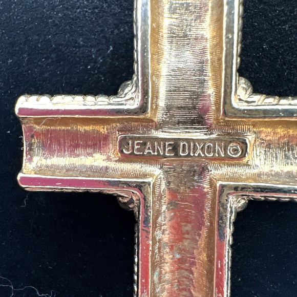 RARE Jeane Dixon Cross Necklace Gemini Astrology Zodiac Sign Gold Tone HEAVY VTG - Picture 9 of 10